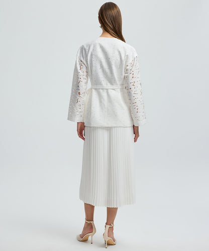 Belted Jacquard Jacket