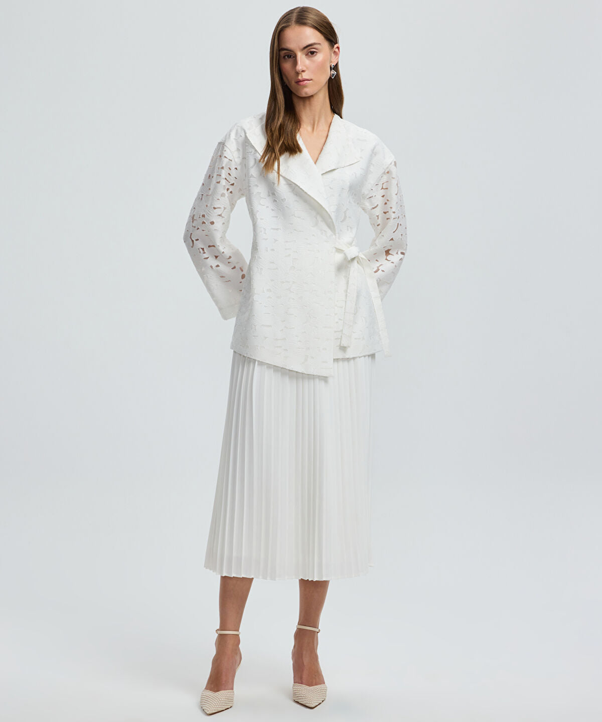 Zoomed Belted Jacquard Jacket