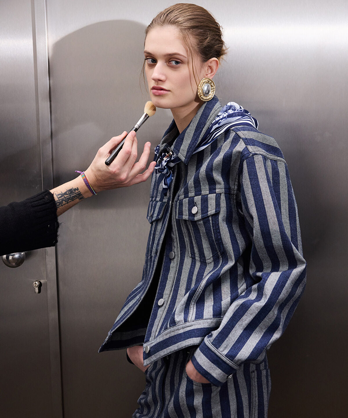Zoomed Striped Denim Jacket