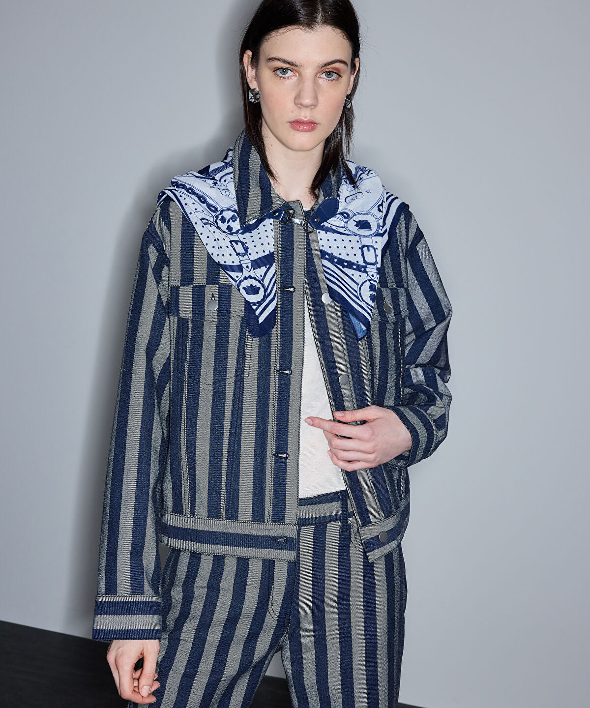 Zoomed Striped Denim Jacket