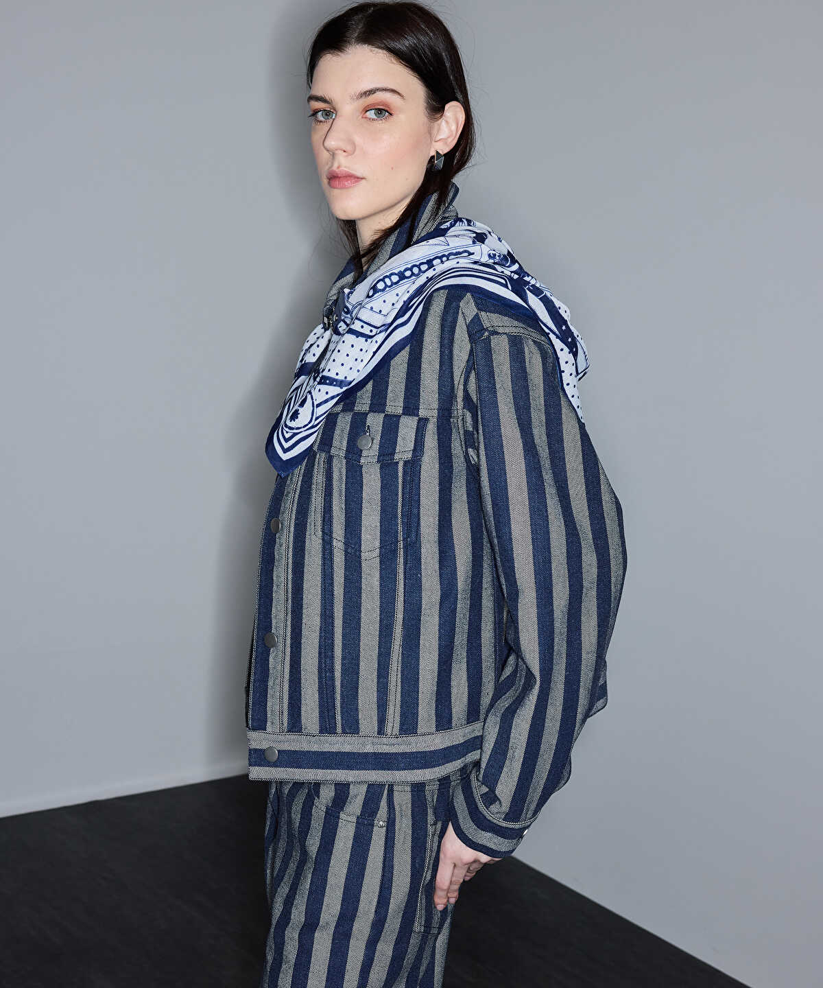 Zoomed Striped Denim Jacket