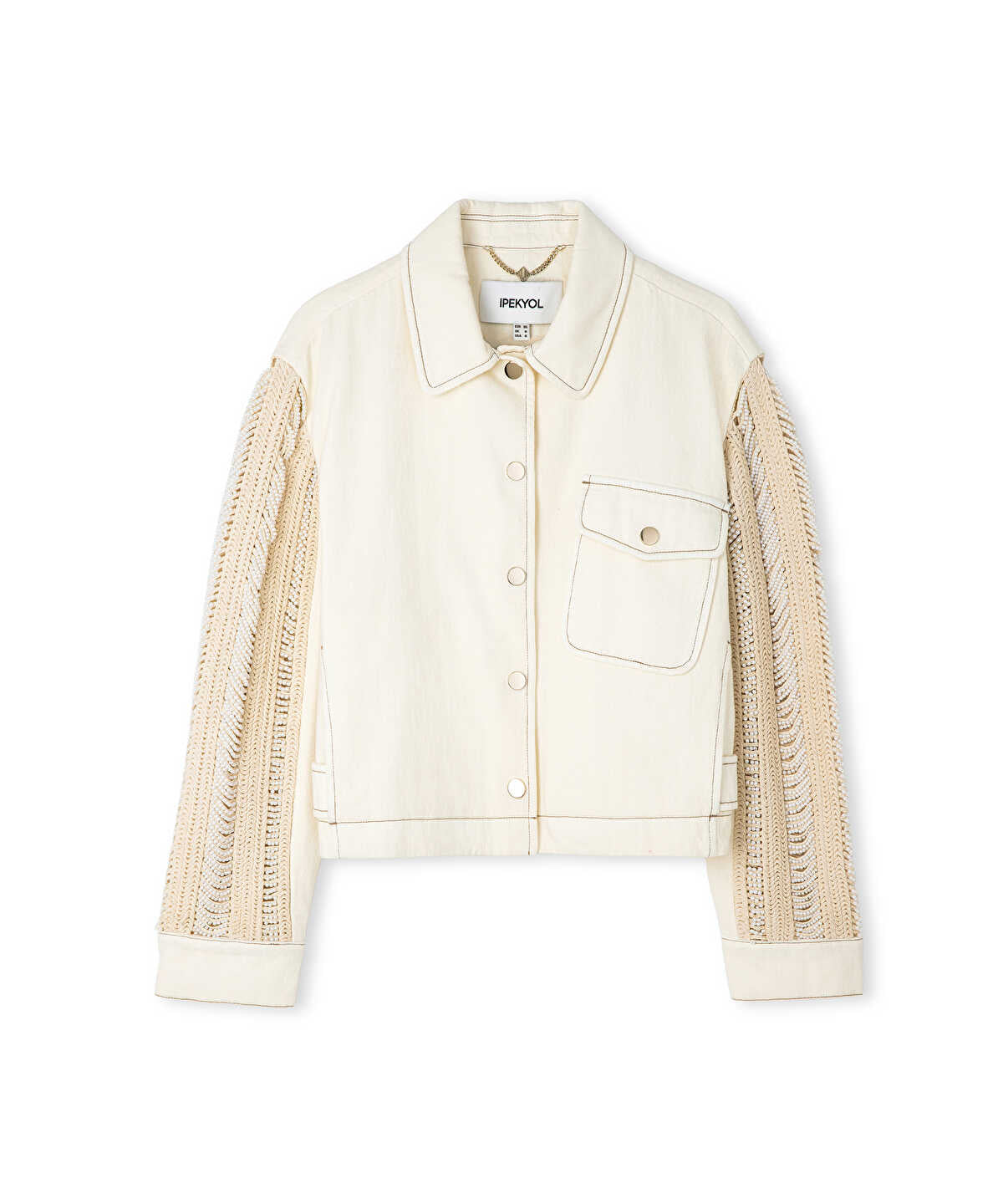 Embellished Mixed Media Jacket