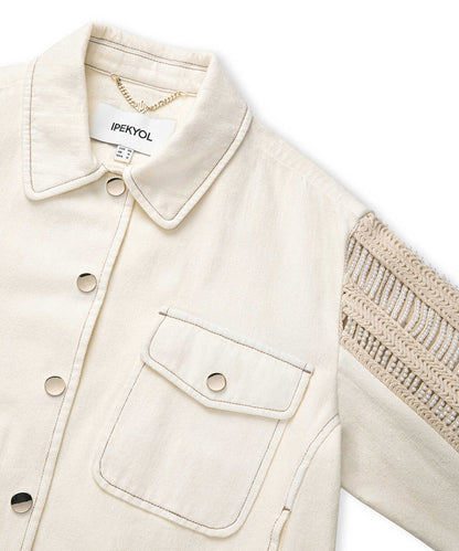 Embellished Mixed Media Jacket