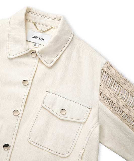 Embellished Mixed Media Jacket