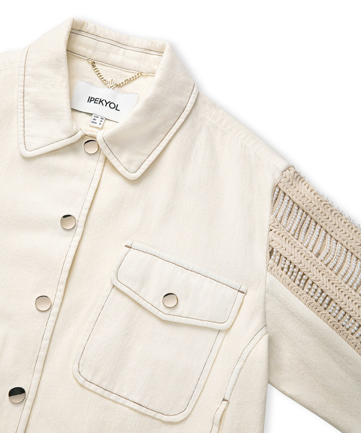 Zoomed Embellished Mixed Media Jacket