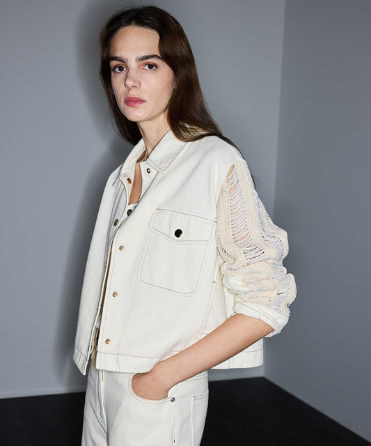 Embellished Mixed Media Jacket