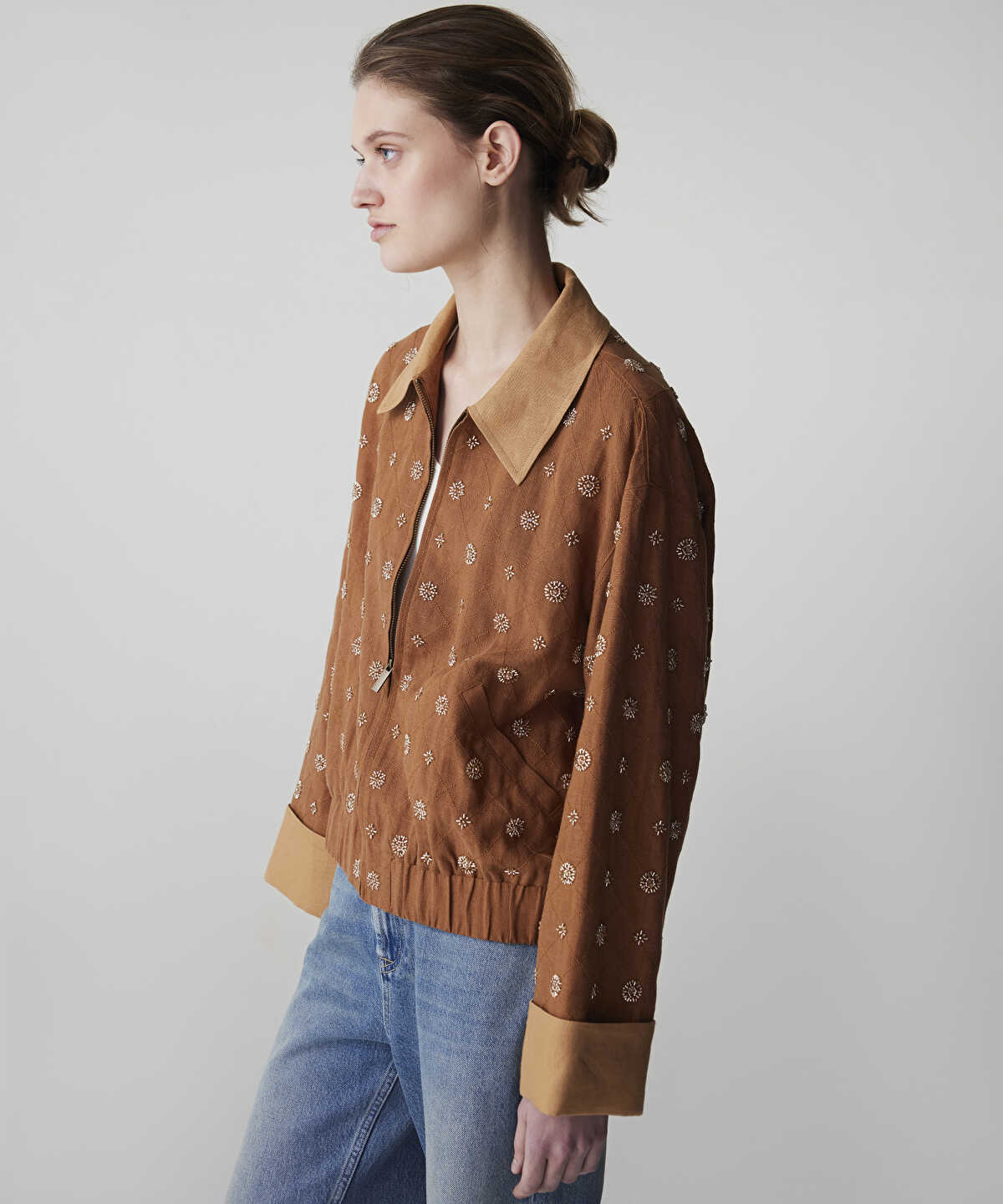 Zoomed Embellished Color-Block Jacket