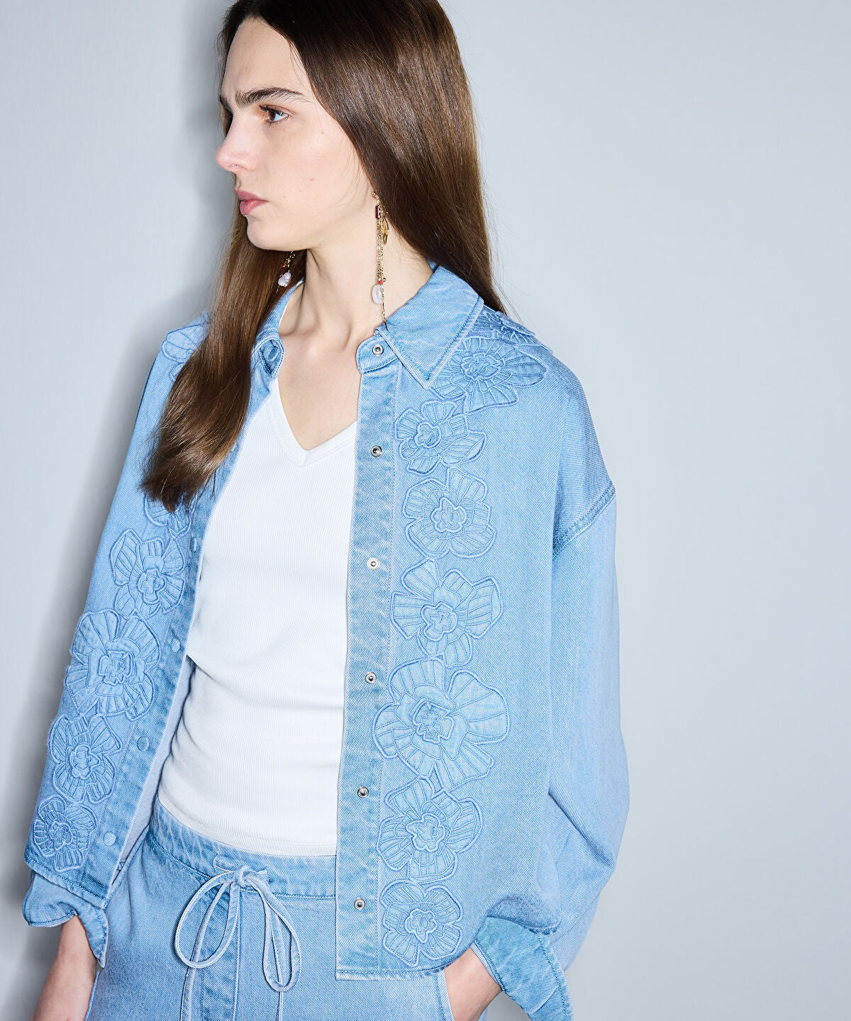 Zoomed Floral Applique Jacket