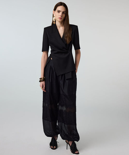 Asymmetric Short Sleeve Blazer