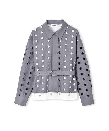 Color-Block Mixed-Media Jacket
