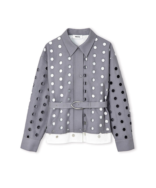 Color-Block Mixed-Media Jacket