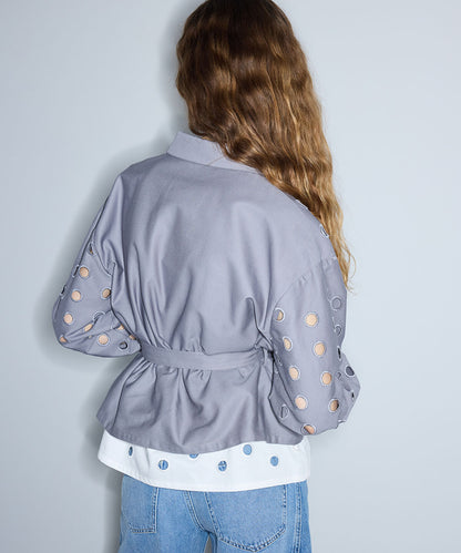 Color-Block Mixed-Media Jacket