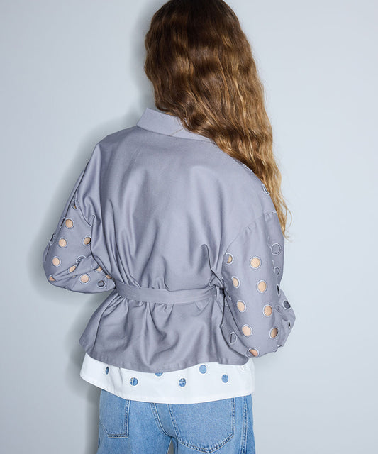 Color-Block Mixed-Media Jacket
