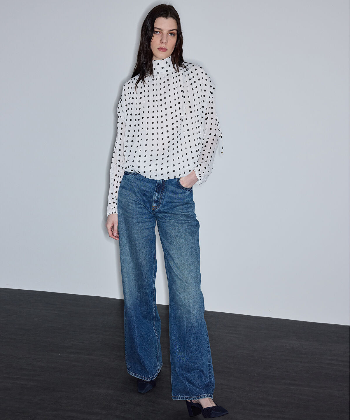 Polka-Dot Chiffon Blouse
