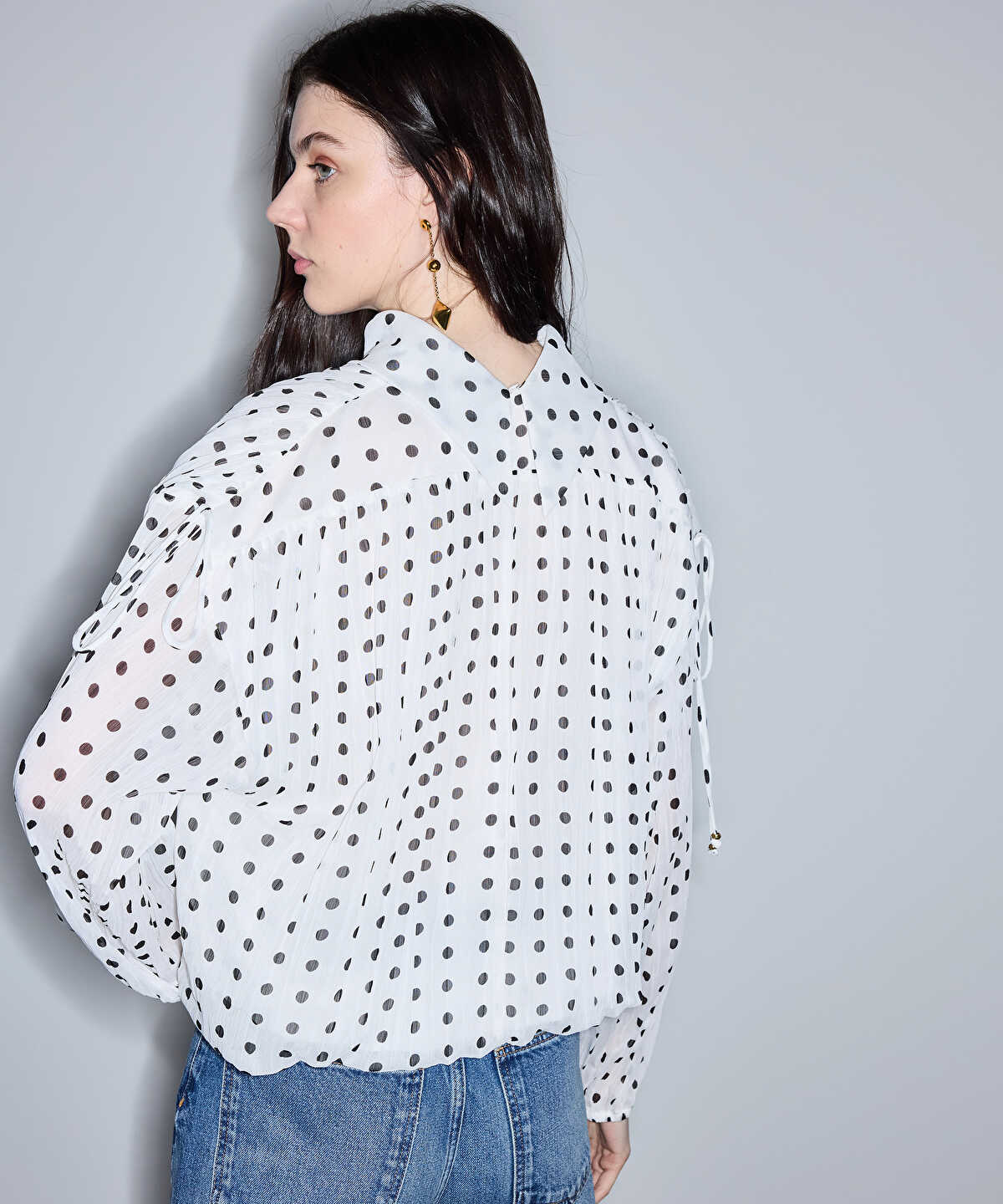 Zoomed Polka-Dot Chiffon Blouse