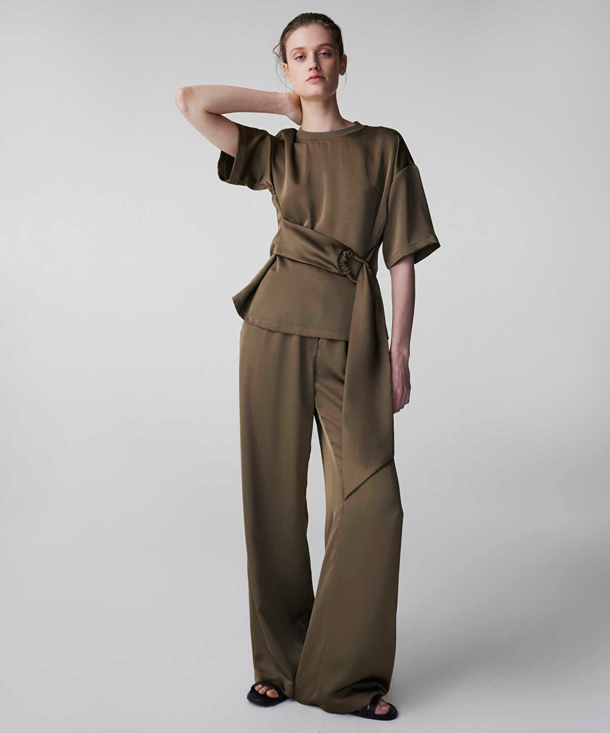 Zoomed Belted Satin Blouse