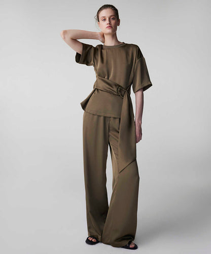 Belted Satin Blouse