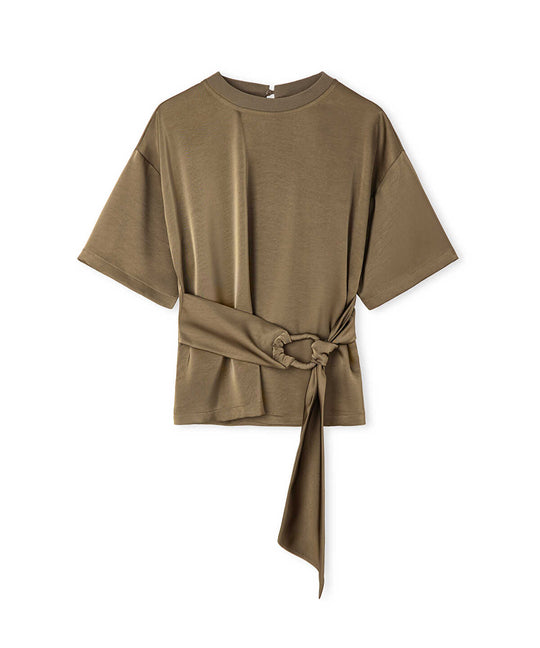 Belted Satin Blouse