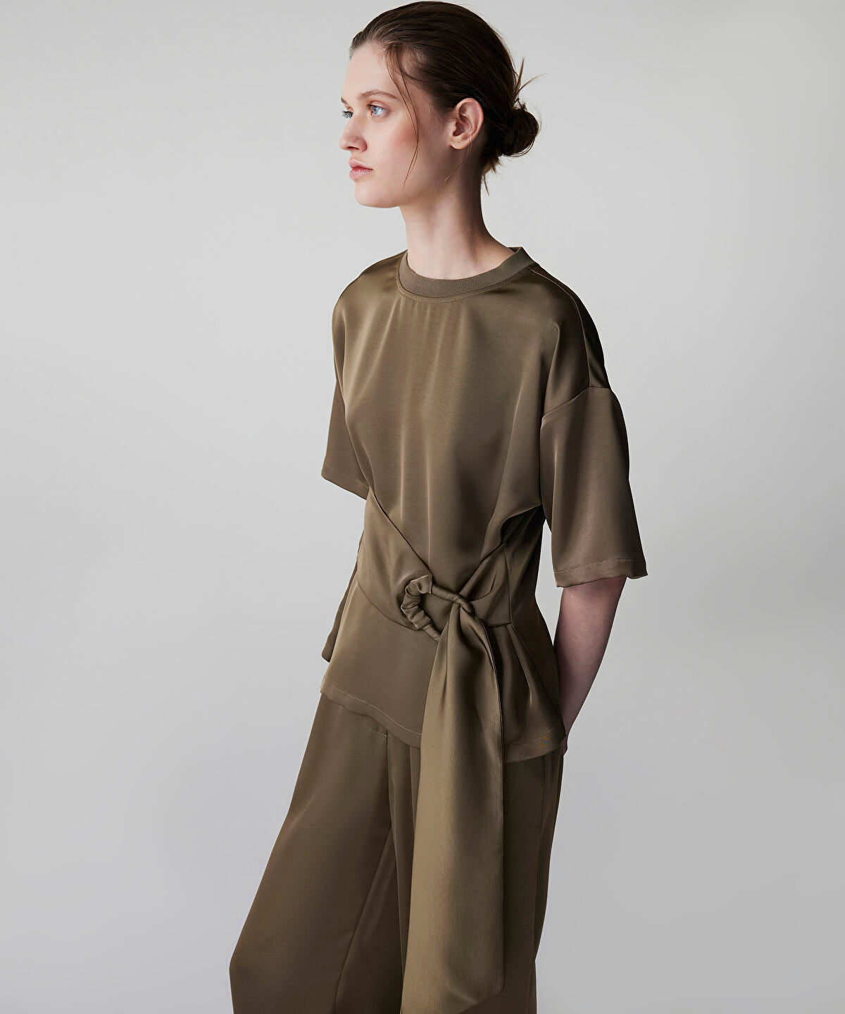 Zoomed Belted Satin Blouse
