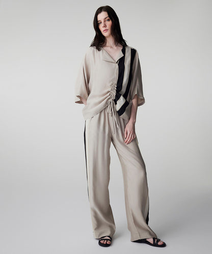 Color-Block Gathered Blouse 