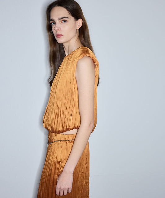 Pleated Blouse with Shoulder Pads