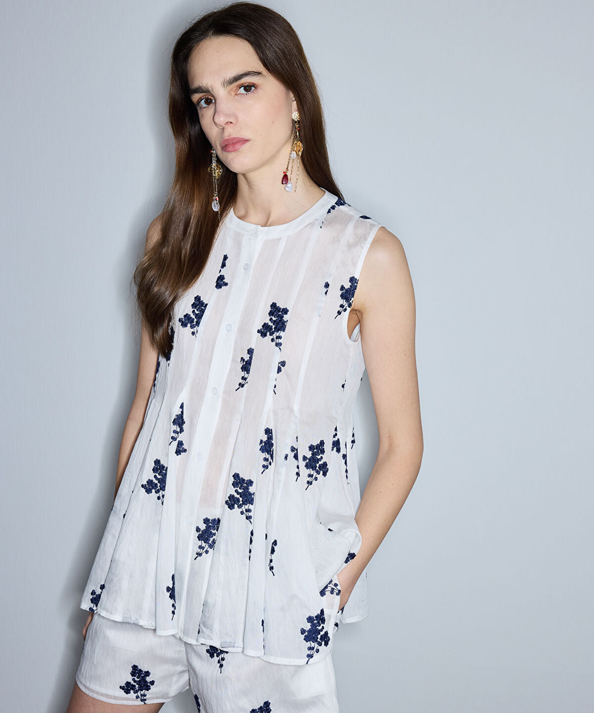 Zoomed Floral Embroidered Blouse