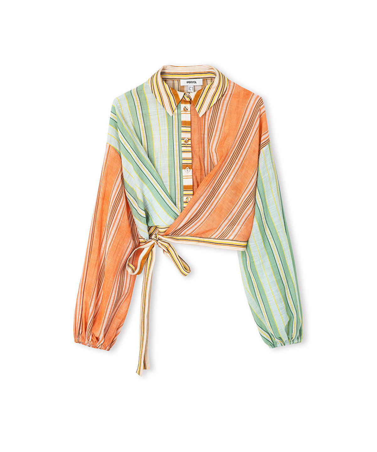 Zoomed Color-Block Striped Blouse