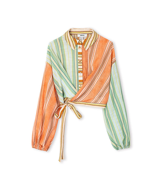 Color-Block Striped Blouse
