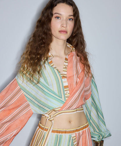 Color-Block Striped Blouse