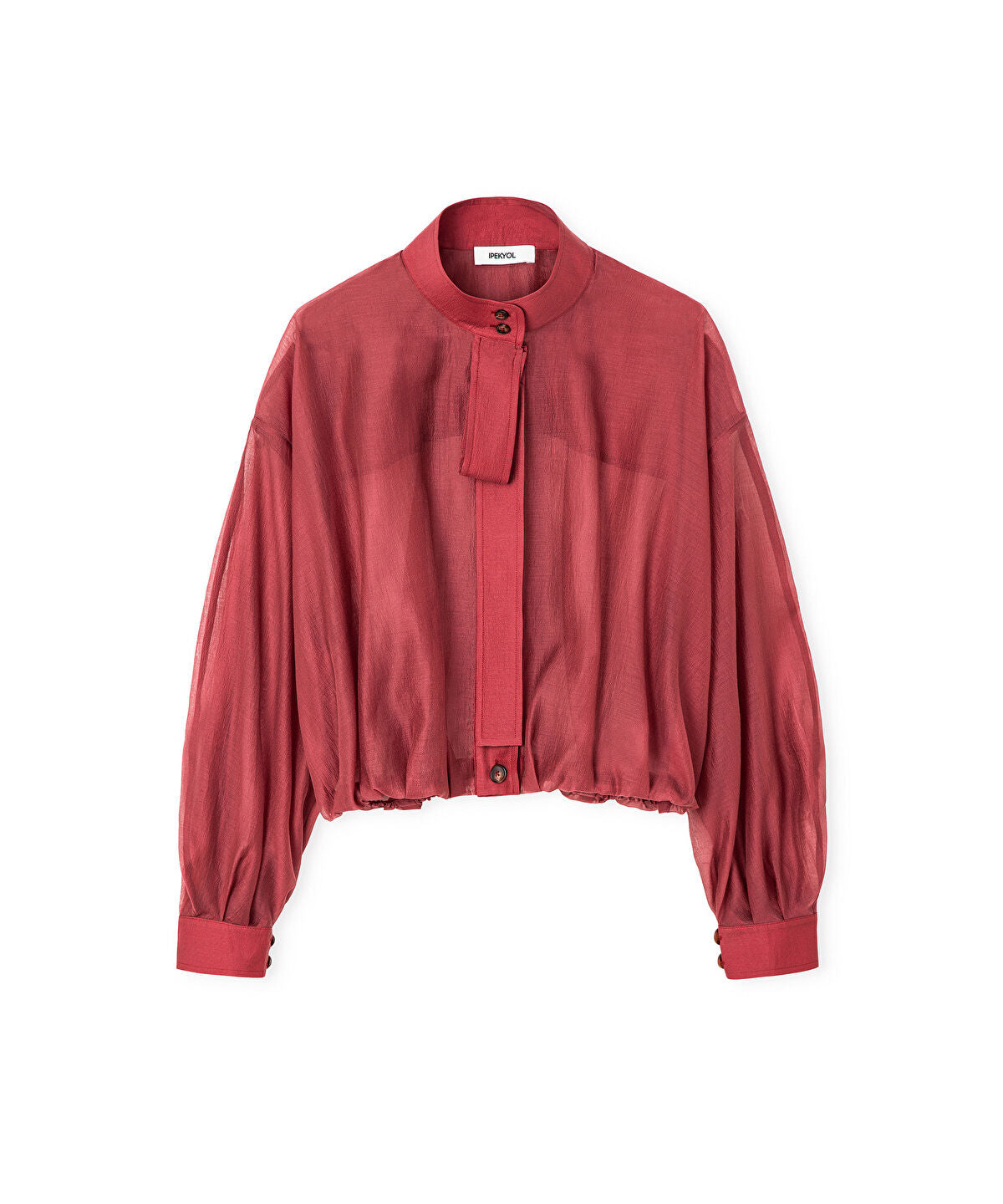 High-Neck Balloon Blouse