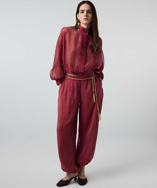 High-Neck Balloon Blouse