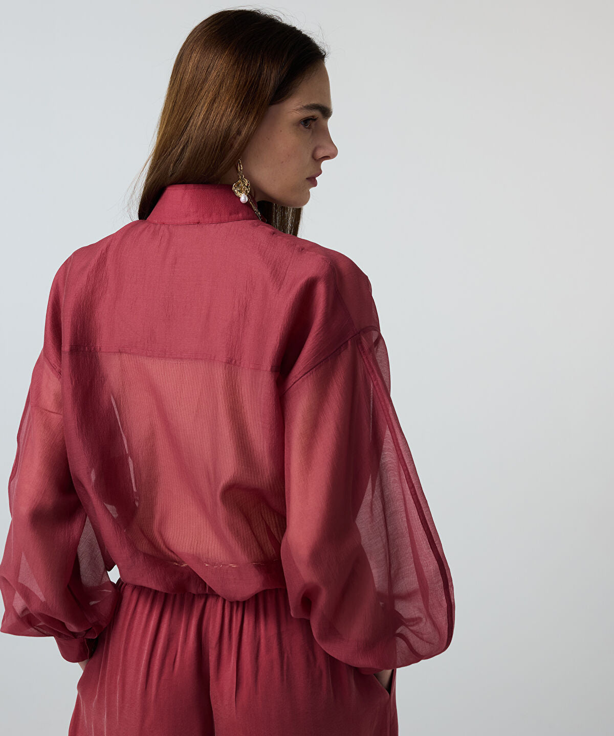 Zoomed High-Neck Balloon Blouse