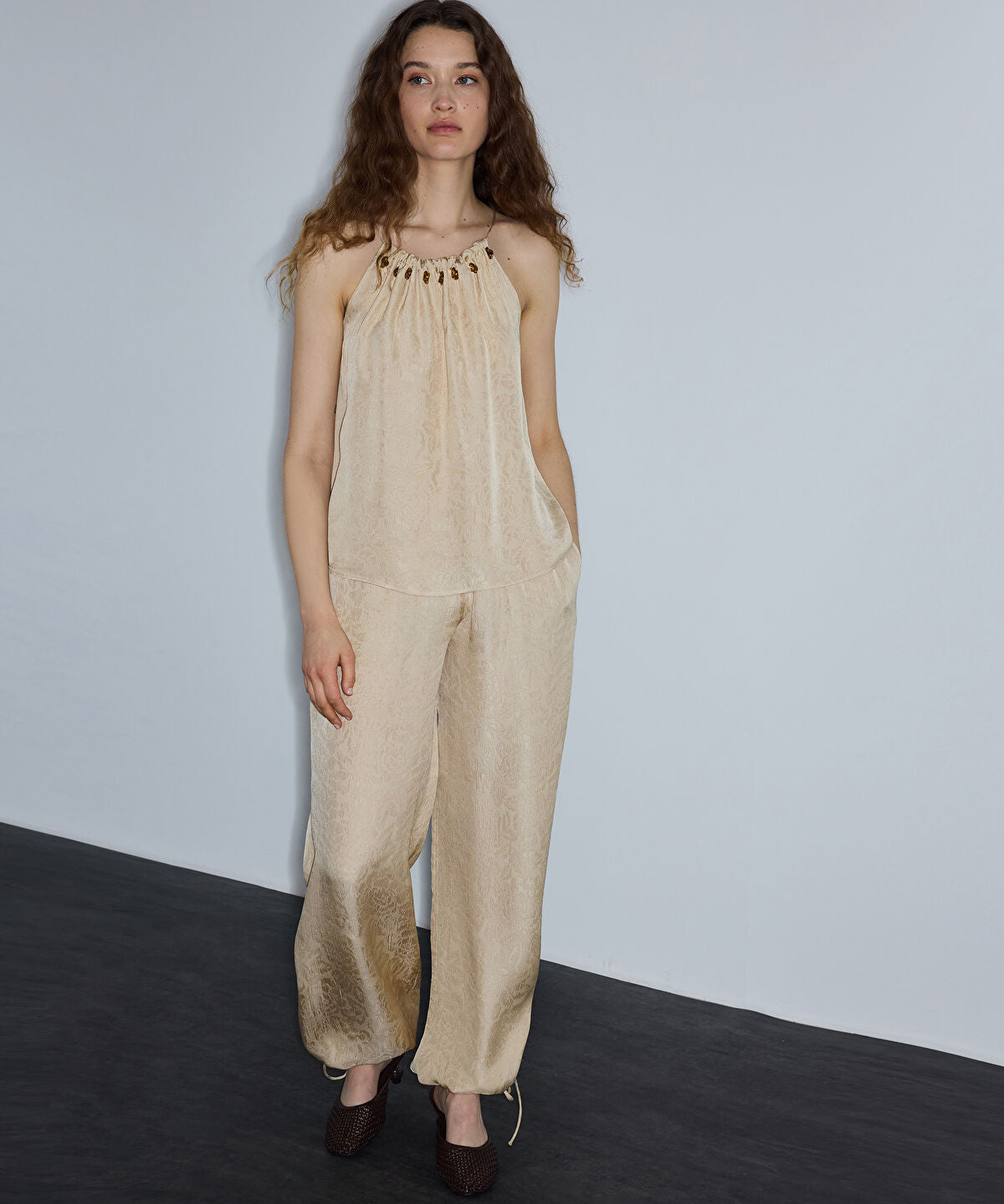 Zoomed Embellished Jacquard Blouse