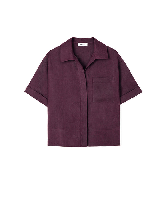 Single-Pocket Linen Blouse