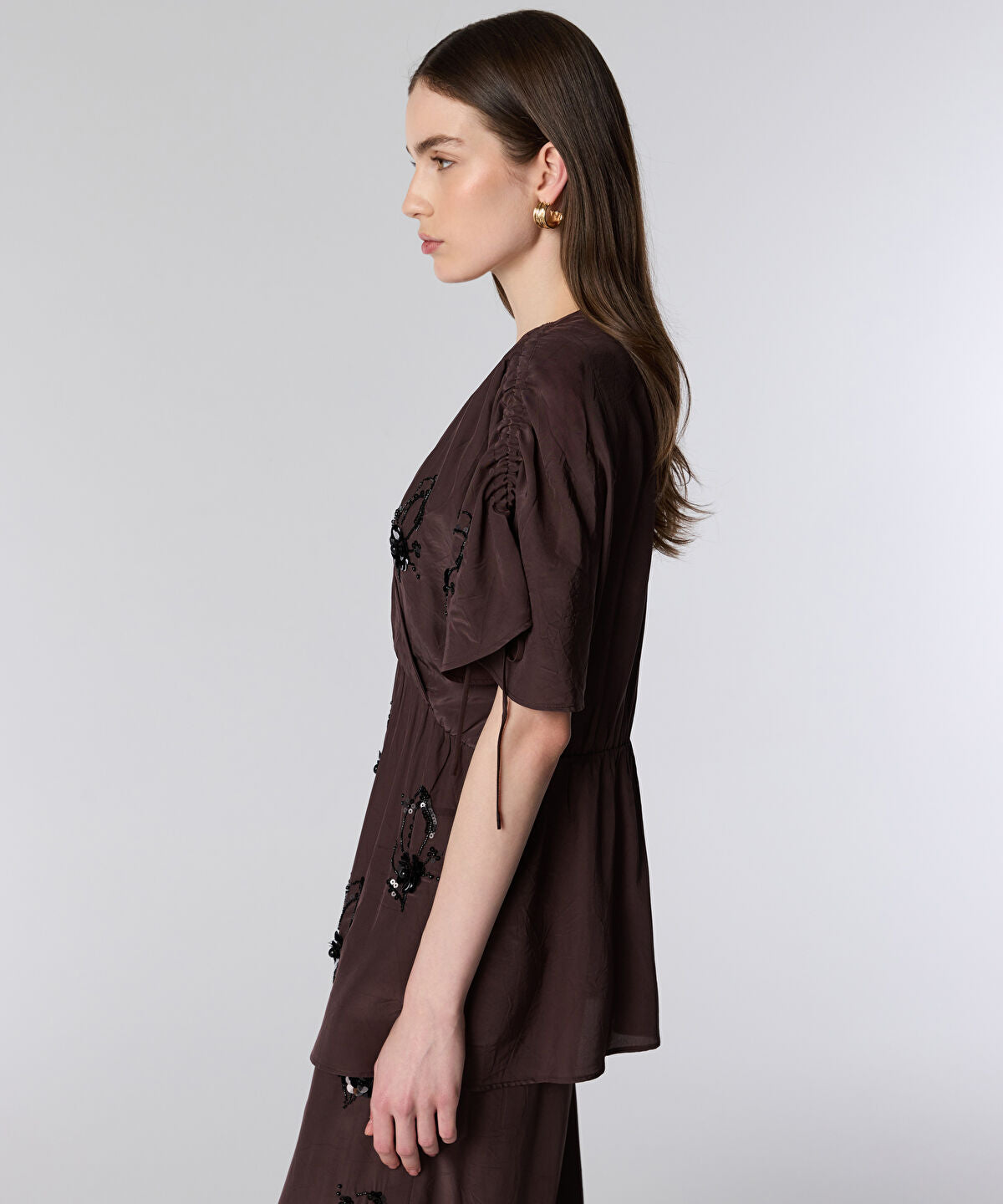 Sequined Wrap Blouse