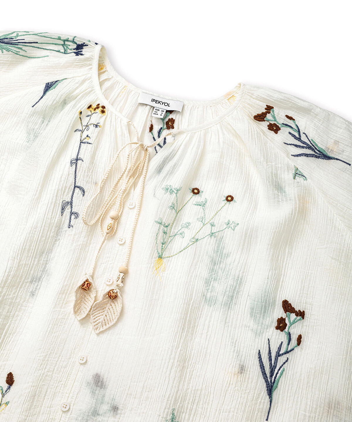 Zoomed Textured Floral Embroidered Blouse