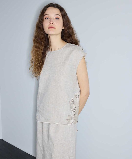 Embroidered Linen Blouse