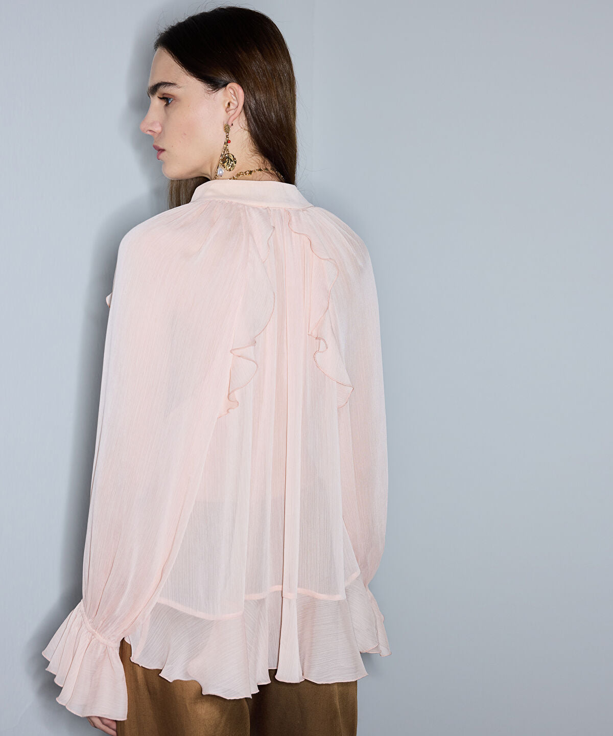 Zoomed Ruffled Chiffon Blouse