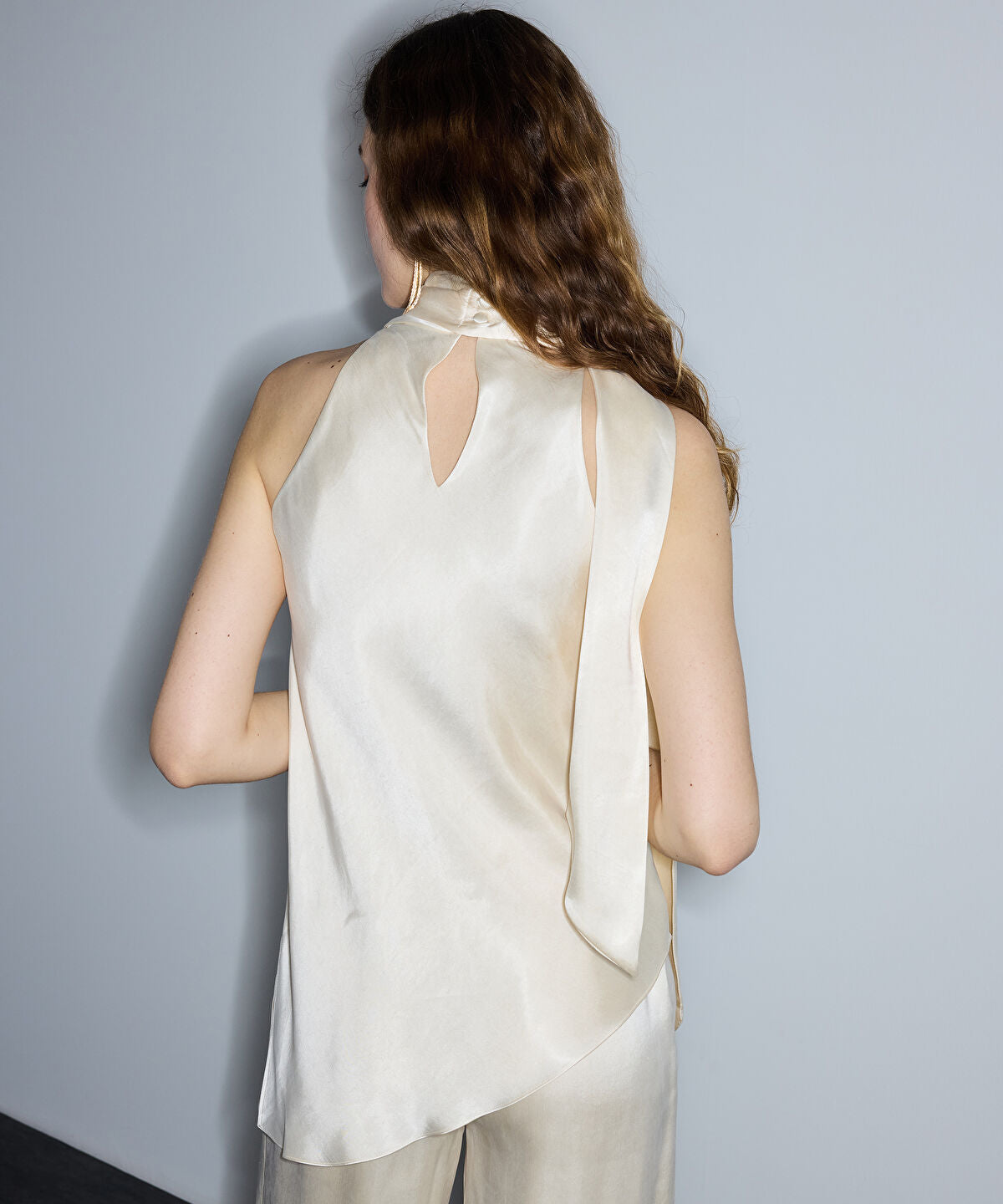 Halter Blouse with Detachable Scarf