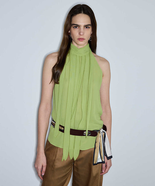 Halter-Neck Chiffon Blouse