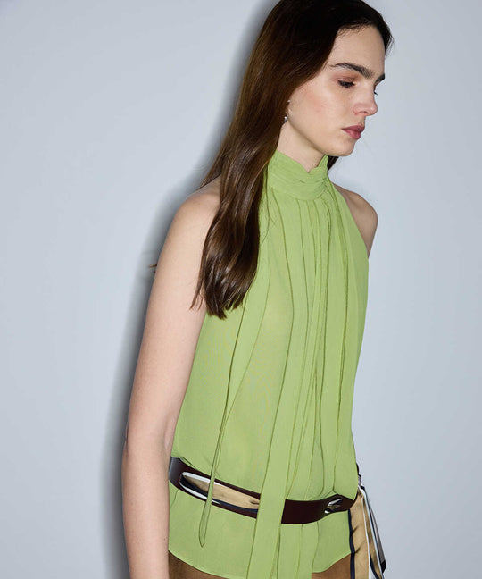Halter-Neck Chiffon Blouse