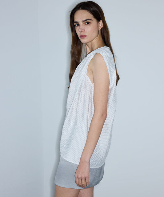 Asymmetric Twisted Striped Blouse