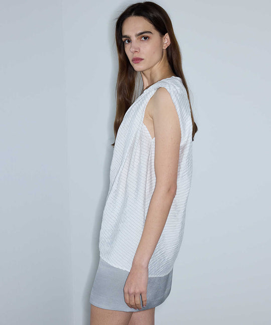 Asymmetric Twisted Striped Blouse