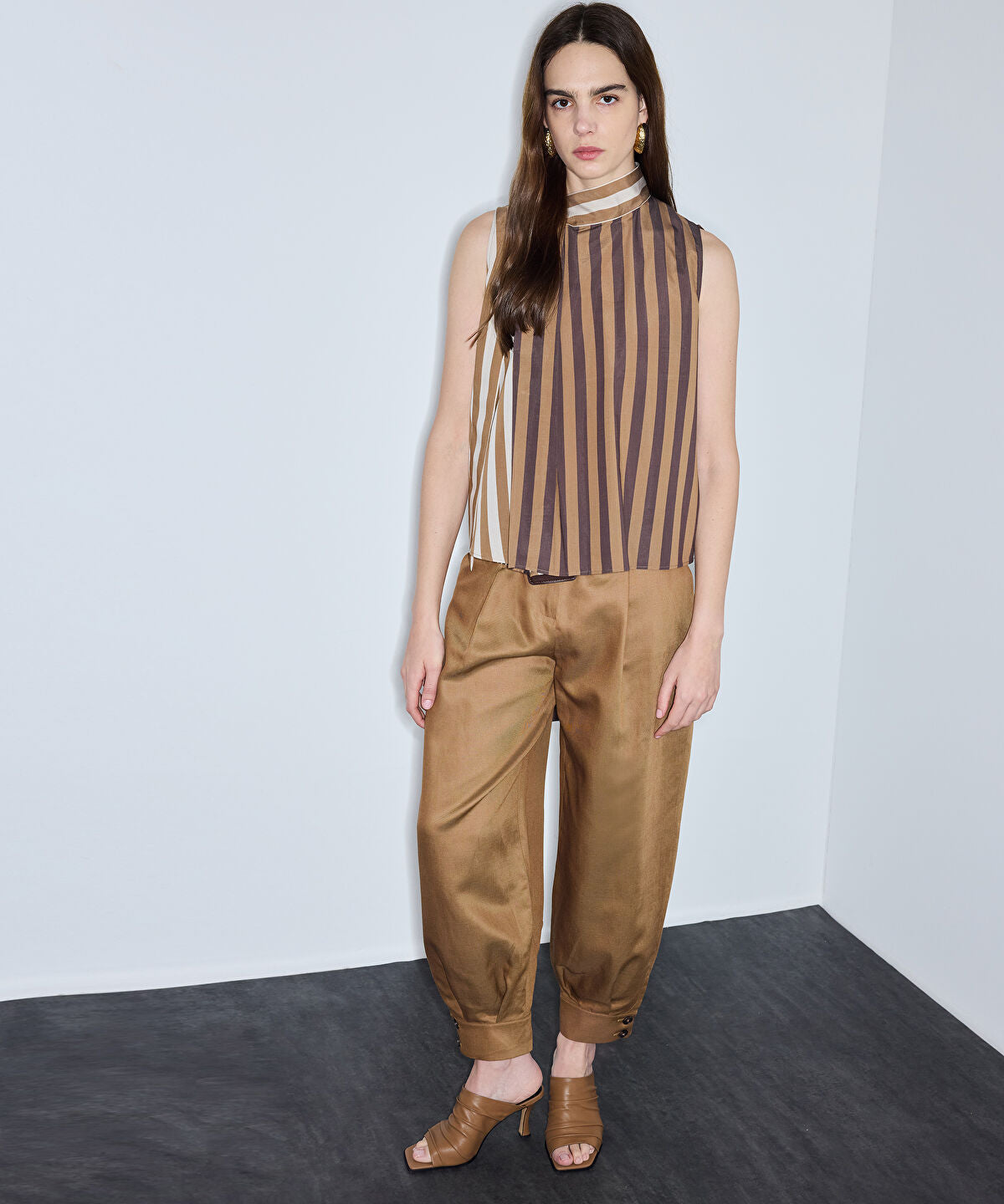 Zoomed Scarf-Effect Striped Blouse