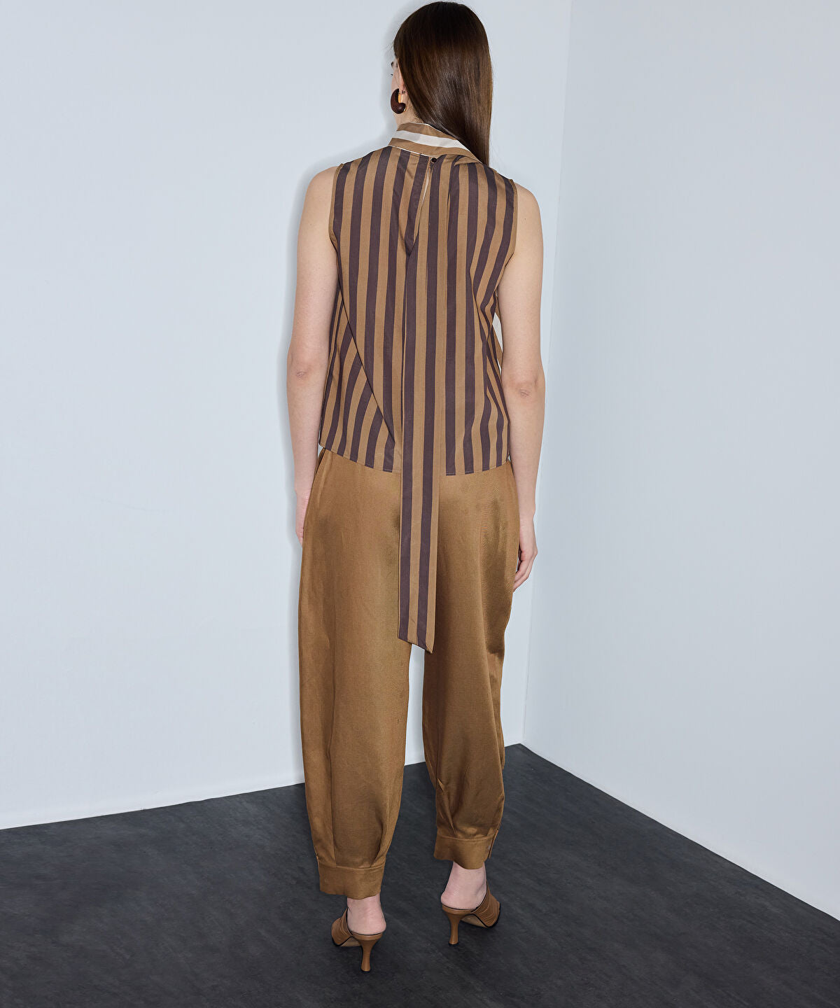 Zoomed Scarf-Effect Striped Blouse