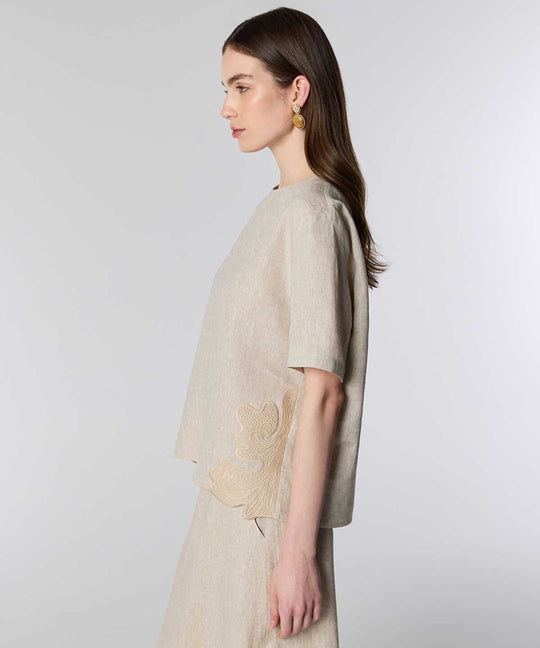 Embroidered Linen Blouse