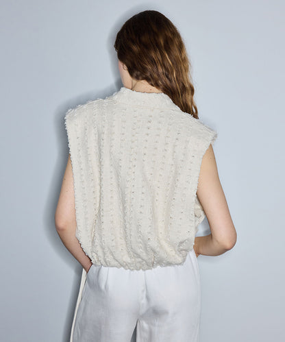 Raw Edge Vest with Shoulder Pads