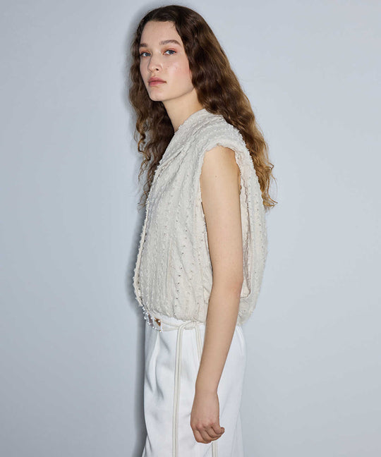 Raw Edge Vest with Shoulder Pads