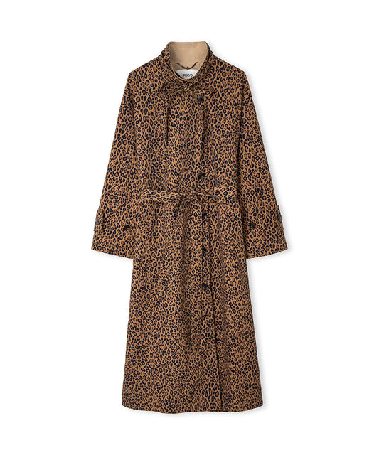 Leopard Print Technical Trench Coat