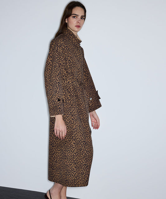Leopard Print Technical Trench Coat